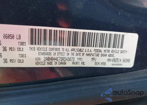 2009 Chrysler Town & Country Lx z USA, uszkodzony, nr VIN 2A8HR44E79R549079